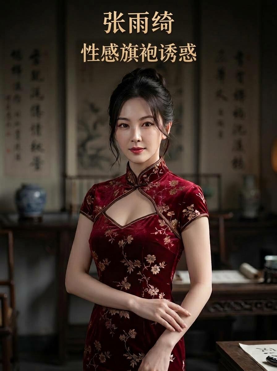 娱乐圈出了名的人间尤物张雨绮，今夜一袭修身性感旗袍惊艳亮相。开叉裙摆下若隐若现的风情，摇曳生姿的性感步伐，配上她那勾魂摄魄的眼神与肆意撩人的姿态，每一秒都在挑战你的理智极限。面对这等极致的视觉与肉体双重暴击，你究竟能硬扛多久？